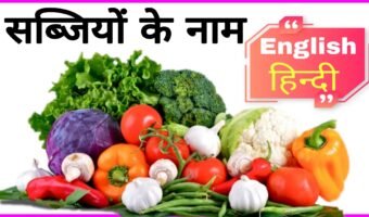 List of Vegetables सब्जियों के नाम की सूची अंग्रेजी और हिन्दी में।